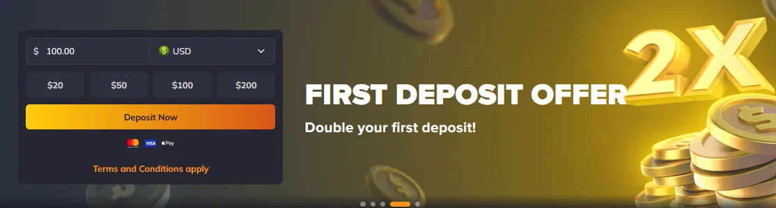 Vegastars – first deposit offer, double your first deposit